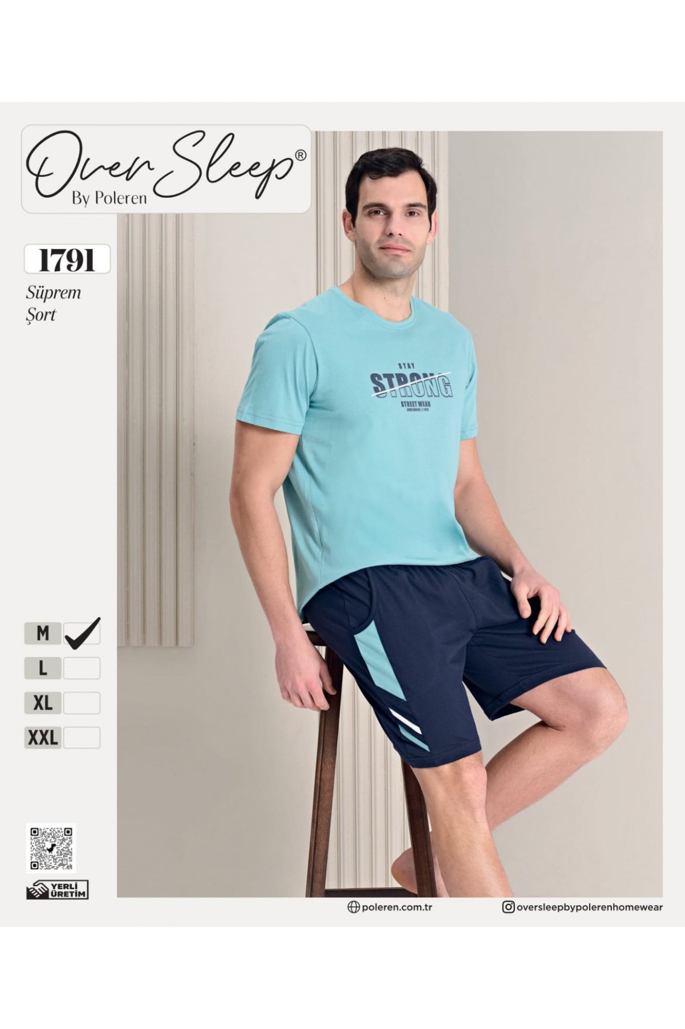 Over Sleep Erkek Poleren Mint Şortlu Takım