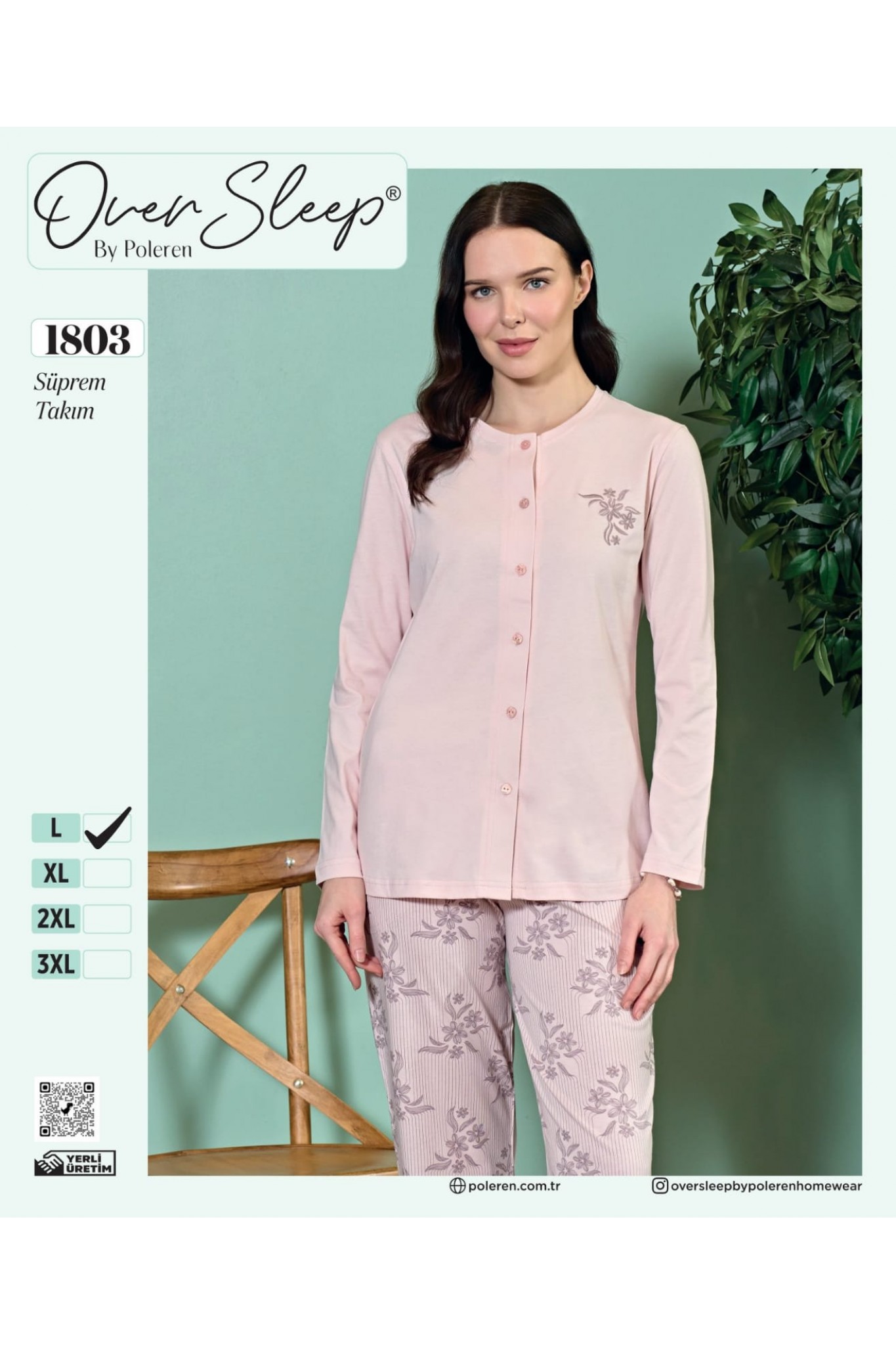 Over Sleep Kadın Poleren Pembe Battal Pijama Takım