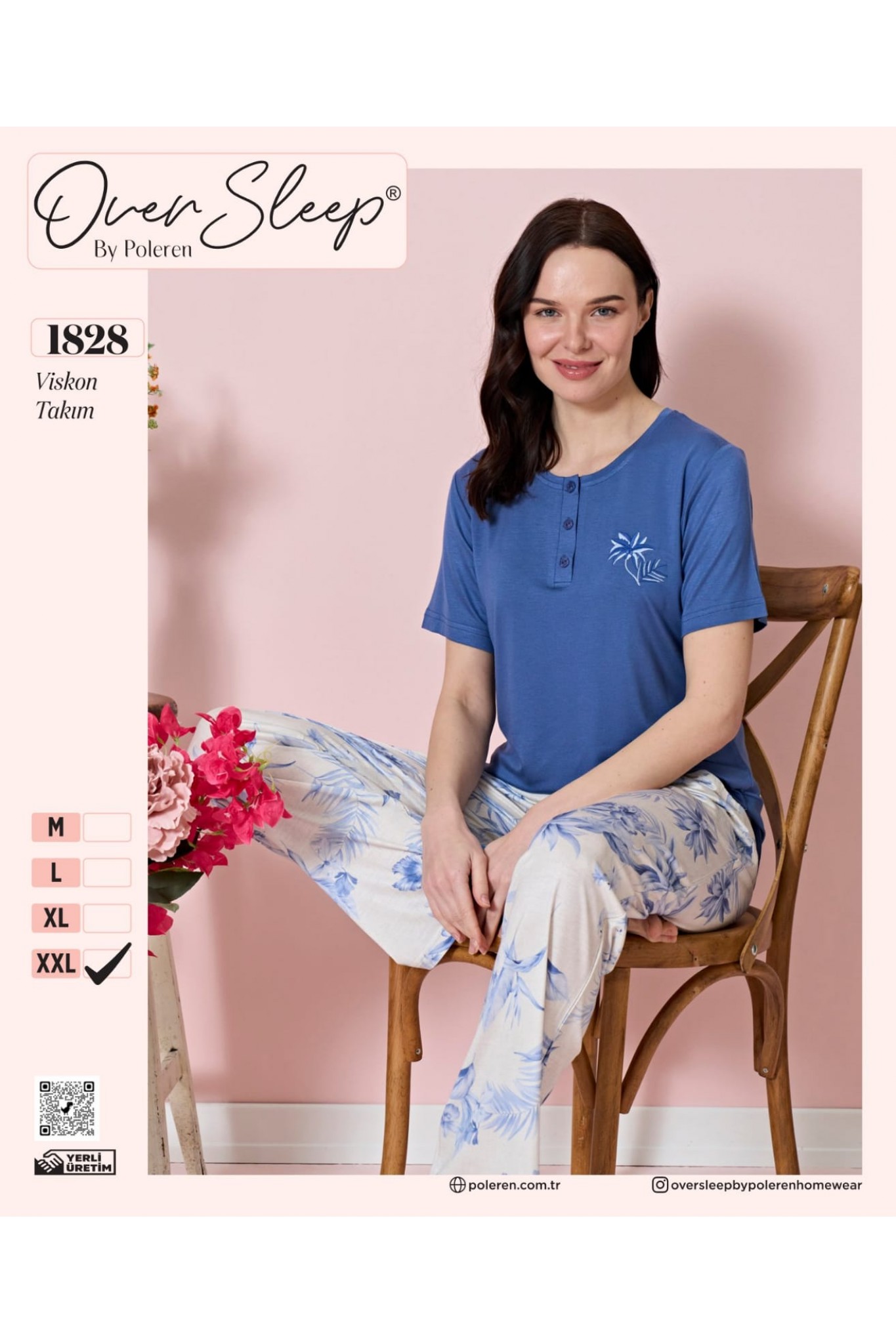 Over Sleep Poleren Kadın İng. Patlı Kısa Kollu Pijama Takımı