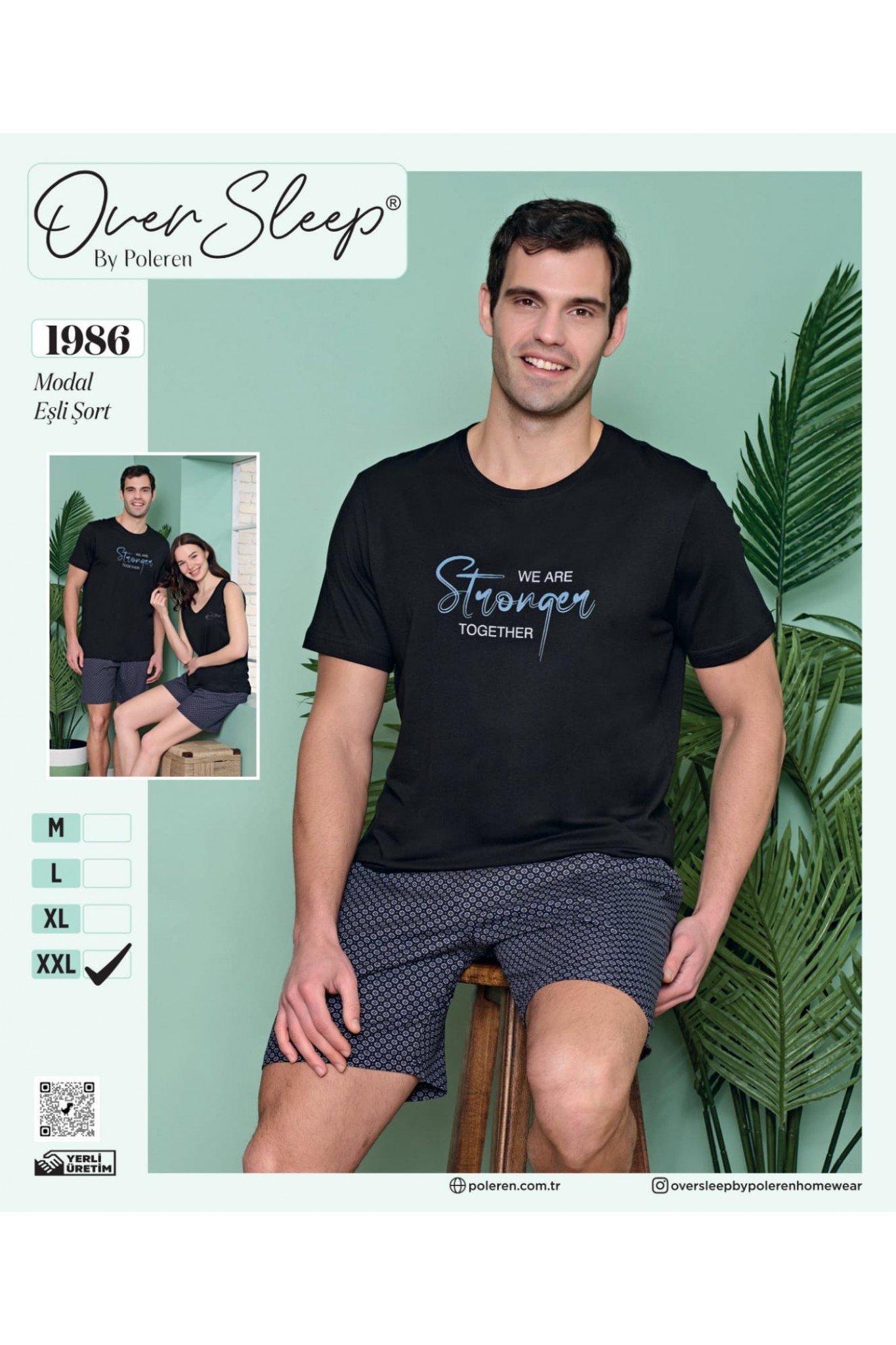 Over Sleep Erkek Poleren Siyah Şortlu Takım