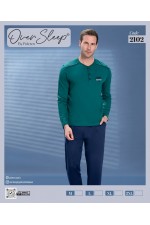 OVER SLEEP ERKEK POLEREN YEŞİL U-KOL PİJAMA TAKIM