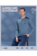 OVER SLEEP ERKEK POLEREN BATTAL İNDİGO PİJAMA TAKIM