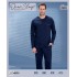 Over Sleep Erkek Poleren Lacıvert Uzun Kollu Pijama Takım