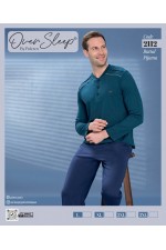 OVER SLEEP ERKEK POLEREN  BATTAL PETROL PİJAMA TAKIM