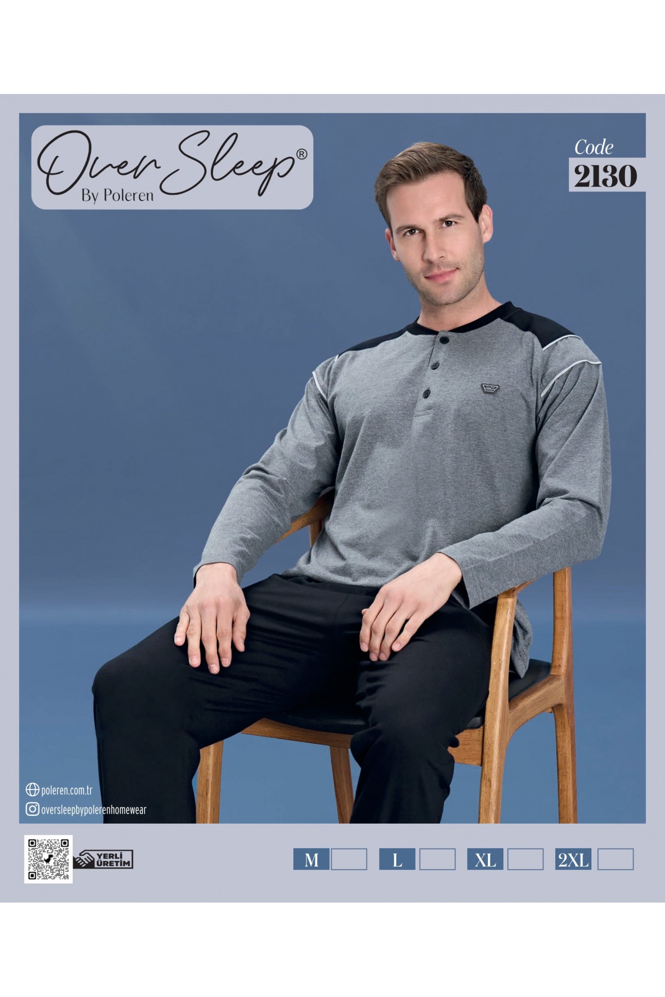 Over Sleep Erkek Poleren Antrasit Uzun Kollu Pijama Takım