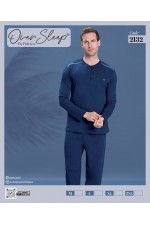 OVER SLEEP ERKEK POLEREN LACIVERT U-KOL PİJAMA TAKIM