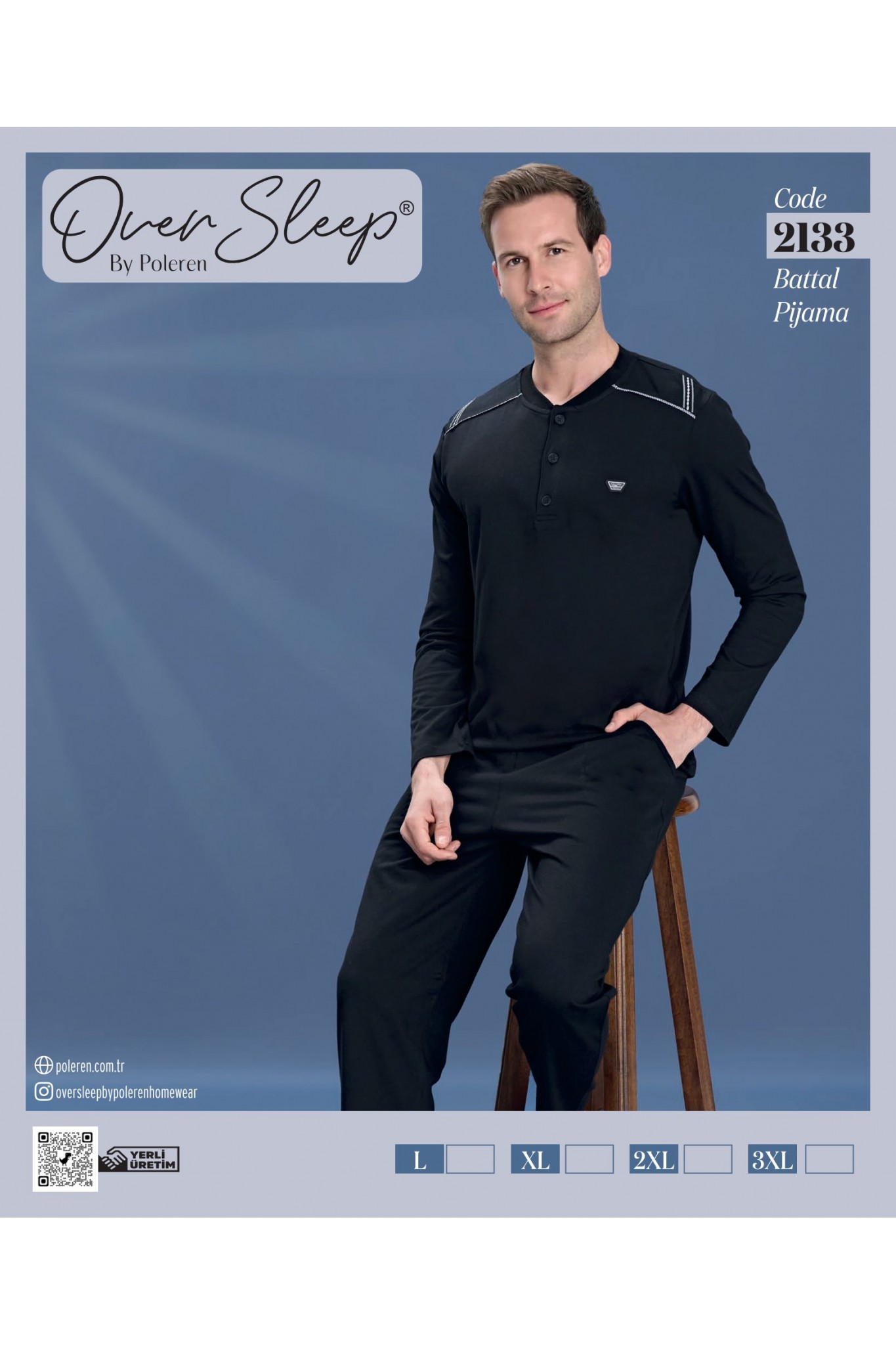 Over Sleep Erkek Poleren Battal Siyah Pijama Takım