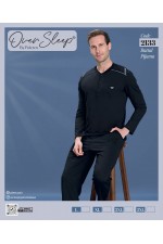 OVER SLEEP ERKEK POLEREN BATTAL SİYAH PİJAMA TAKIM