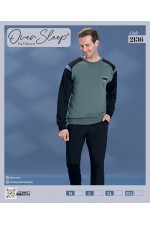 OVER SLEEP ERKEK POLEREN  HAKİ U-KOL PİJAMA TAKIM