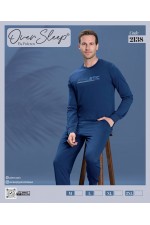 OVER SLEEP ERKEK POLEREN LACIVERT U-KOL PİJAMA TAKIM