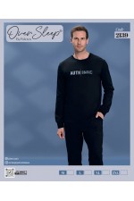 OVER SLEEP ERKEK POLEREN SİYAH U-KOL PİJAMA TAKIM