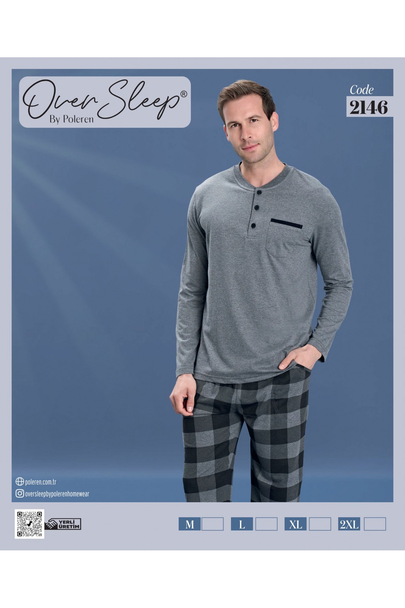 Over Sleep Erkek Poleren Antrasit Uzun Kollu Pijama Takım