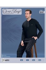 OVER SLEEP ERKEK POLEREN SİYAH U-KOL PİJAMA TAKIM