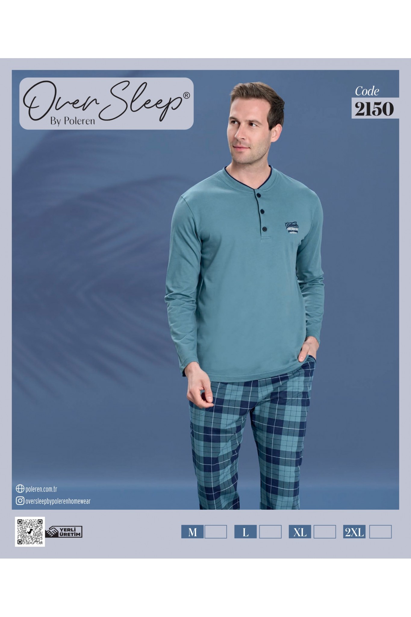 Over Sleep Erkek Poleren Yeşil Uzun Kollu Pijama Takım