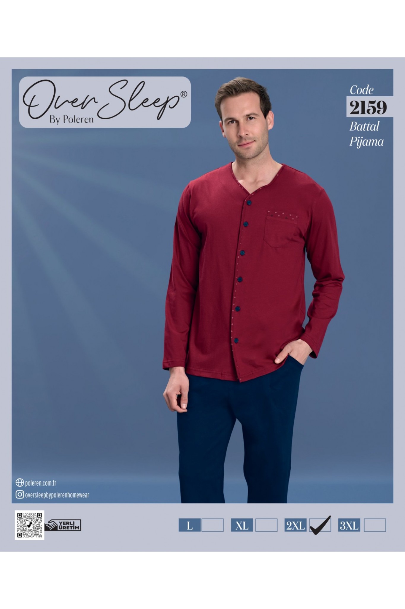 Over Sleep Erkek Poleren Battal Bordo Pijama Takım