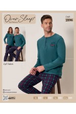 OVER SLEEP ERKEK POLEREN YEŞİL U-KOL PİJAMA TAKIM