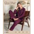 Over Sleep Kadın Poleren Bordo Uzun Kollu Pijama Takım