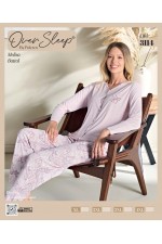 OVER SLEEP BAYAN BATTAL POLEREN PEMBE U-KOL PİJAMA TAKIMP