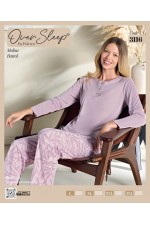 OVER SLEEP BAYAN BATTAL POLEREN  PEMBE U-KOL PİJAMA TAKIM