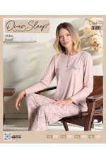 OVER SLEEP BAYAN BATTAL POLEREN SOMON U-KOL PİJAMA TAKIM