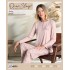 Over Sleep Kadın Battal Poleren Somon Uzun Kollu Pijama Takım