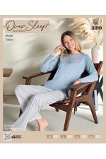 OVER SLEEP BAYAN POLEREN  GRİ U-KOL PİJAMA TAKIM