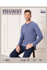 PİJAMOO ERKEK POLEREN İNDİGO U.KOL PİJAMA TAKIM