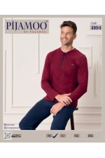 PİJAMOO ERKEK POLEREN BORDO U.KOL PİJAMA TAKIM