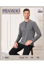 PİJAMOO ERKEK POLEREN  ANTRASIT MELANJ U.KOL PİJAMA TAKIM