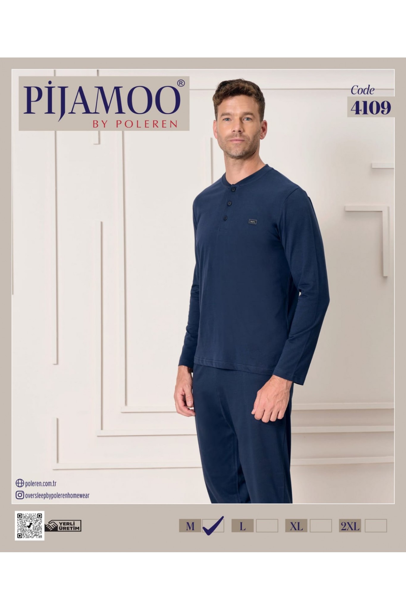 Pijamoo Erkek Poleren Lacıvert Uzun Kollu Pijama Takım