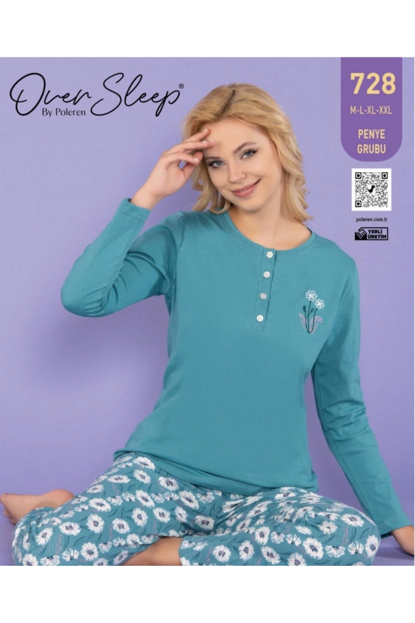 Over Sleep Kadın Poleren Yeşil Pijama Takım