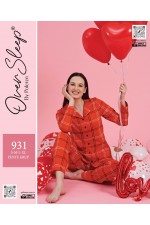 OVER SLEEP BAYAN POLEREN  KIRMIZI PİJAMA TAKIM