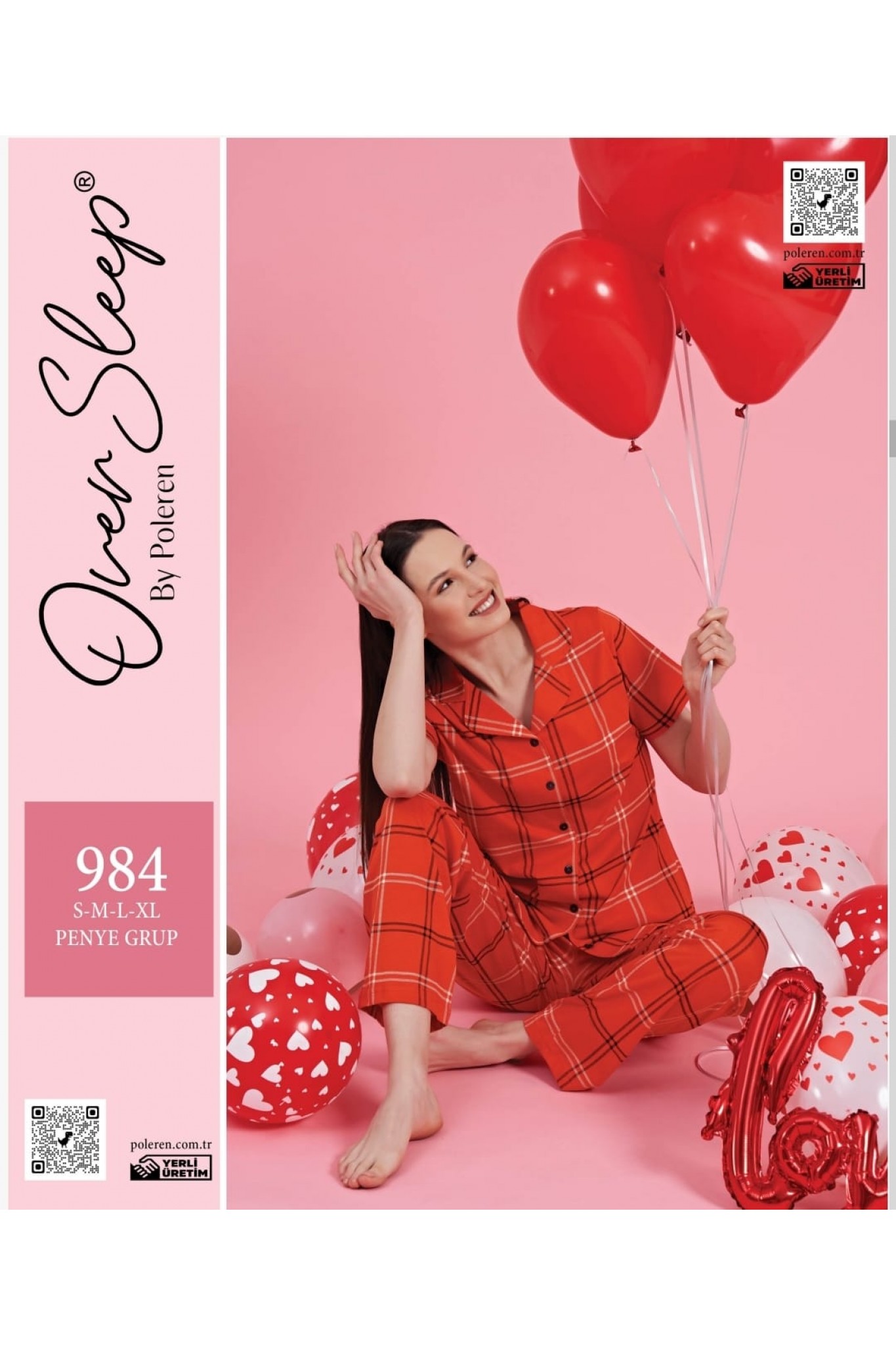 Over Sleep Kadın Poleren Kırmızı Pijama Takım