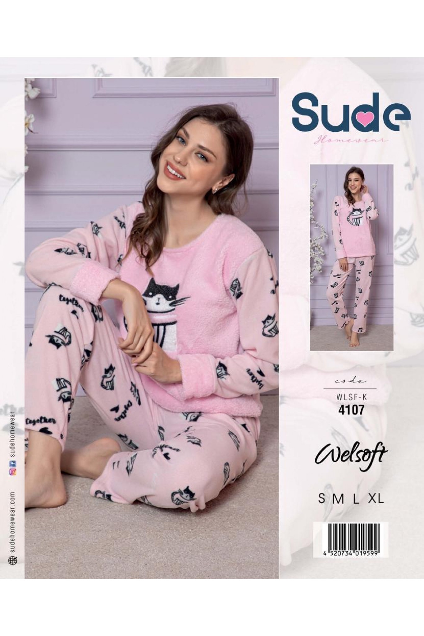 Sude Wlsf-K-4107 Kadın Genç Welsoft Uzun Kollu Pijama Takımı