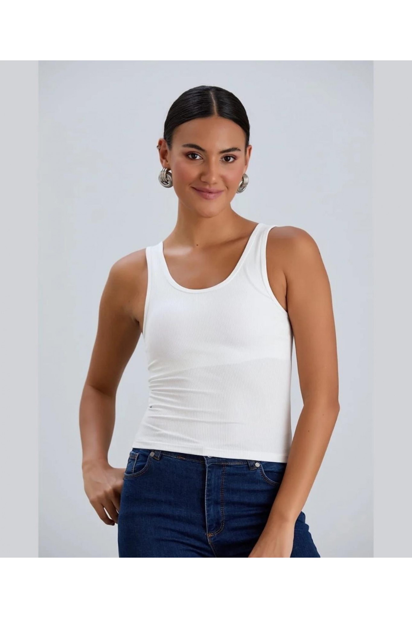 Aurafıt Kadın İçi Kaplı Crop Ekru Atlet 4'lü