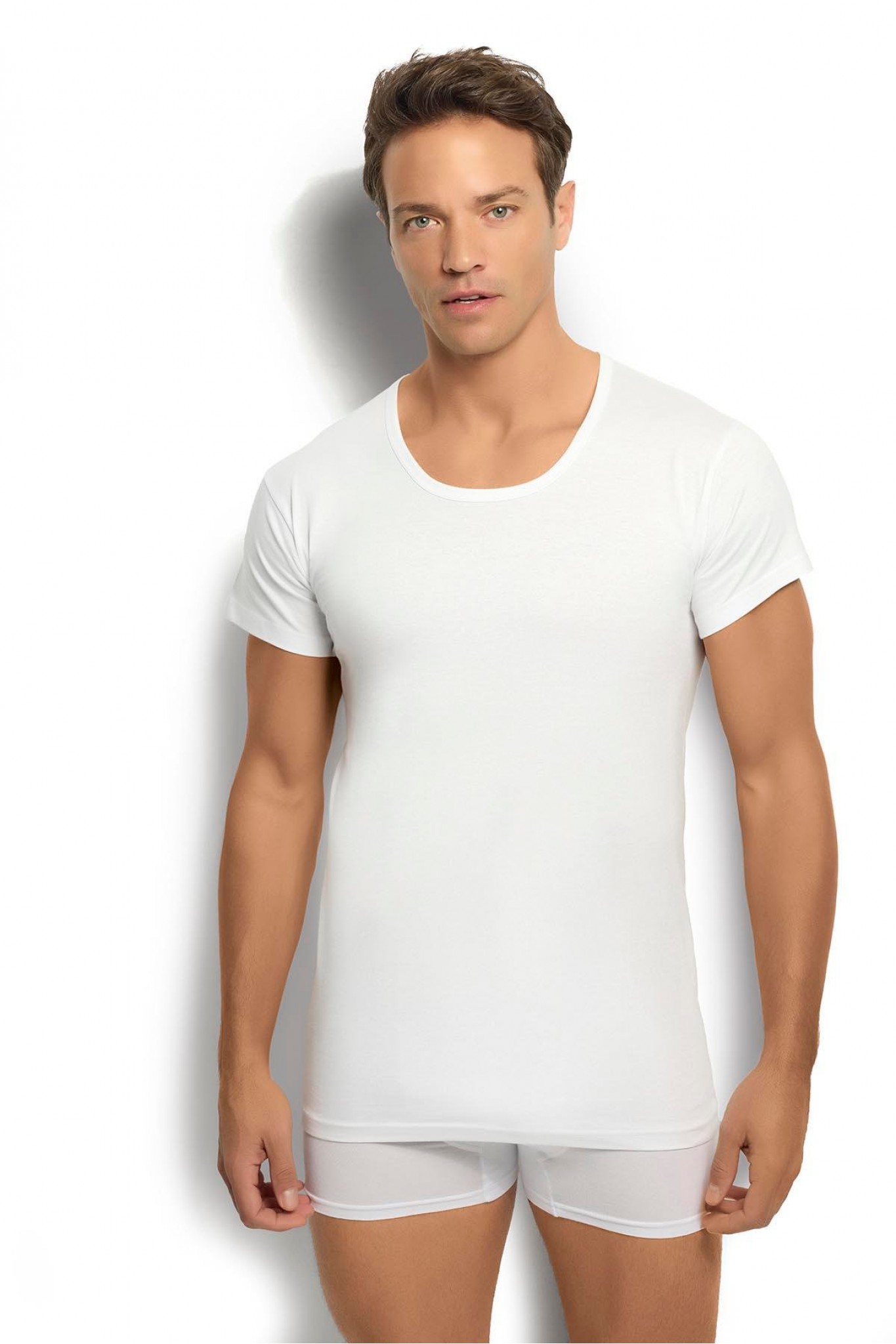 Jıber Erkek Beyaz Pamuklu Bisiklet Yaka Atlet 103