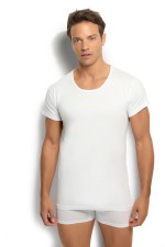 JIBER Erkek Beyaz Pamuklu Bisiklet Yaka Atlet 103