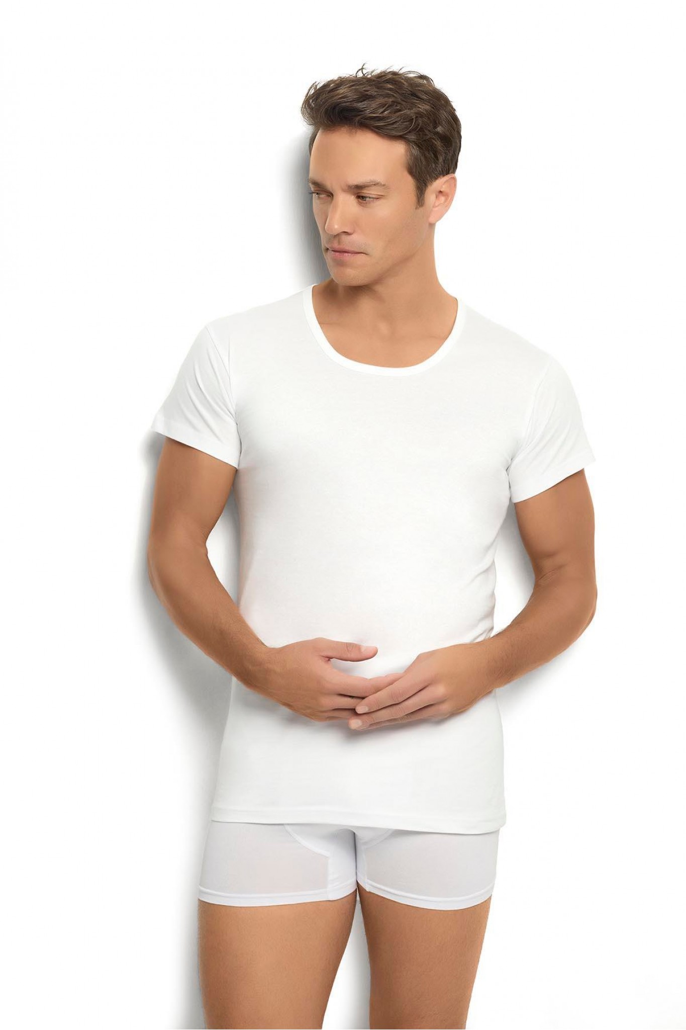 Jıber Erkek Beyaz Pamuklu Bisiklet Yaka Atlet 103