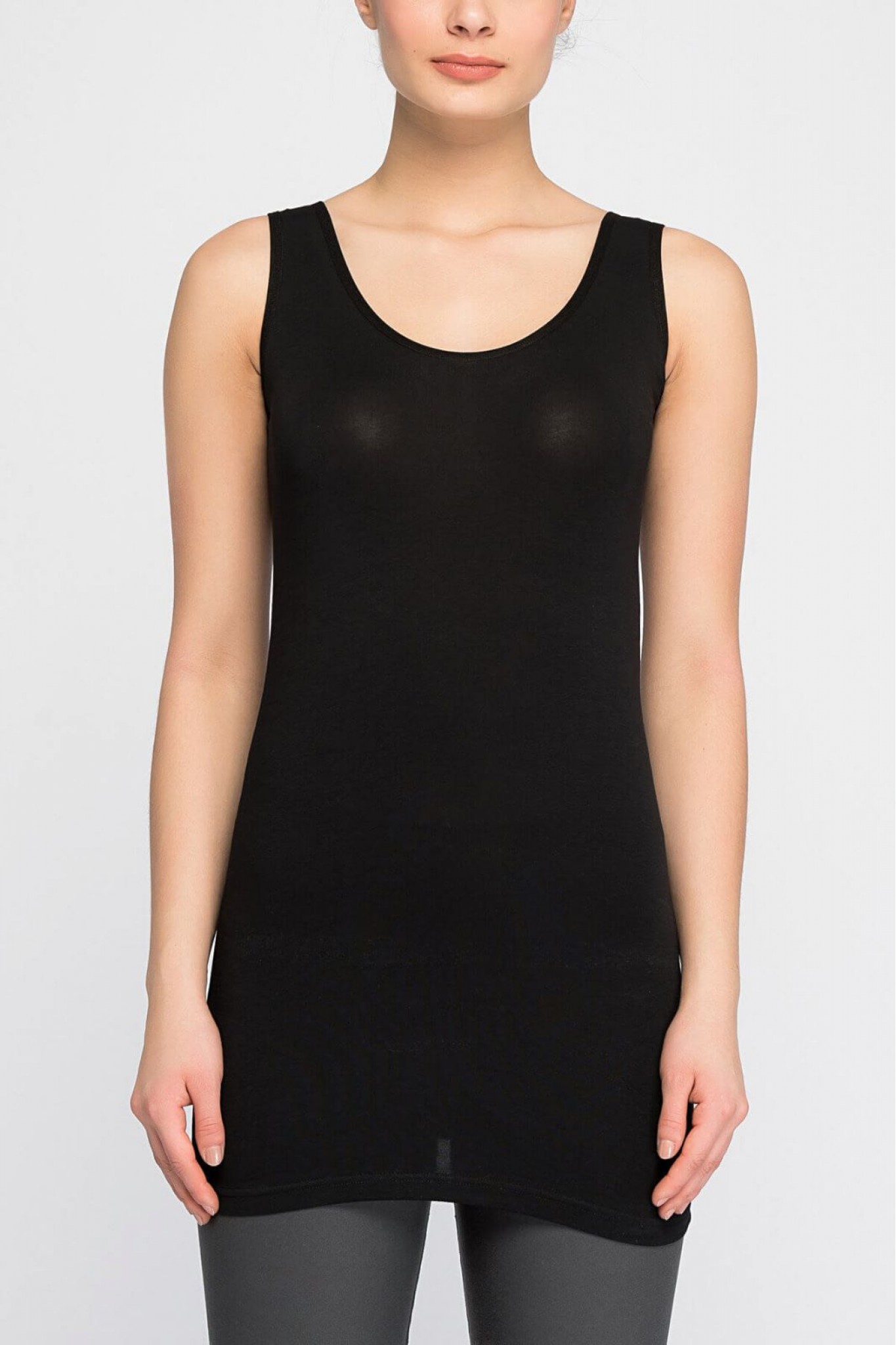 Jiber Kadın Uzun Geniş Askılı Atlet Beyaz