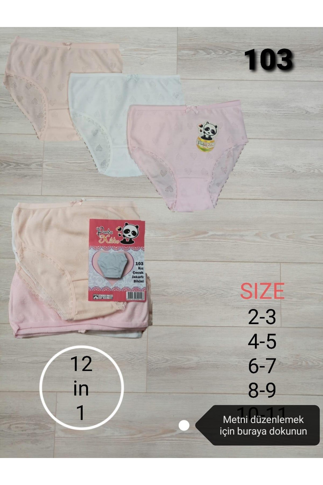 Panda Kıds Kız Çocuk Jakarlı Külot 12'li