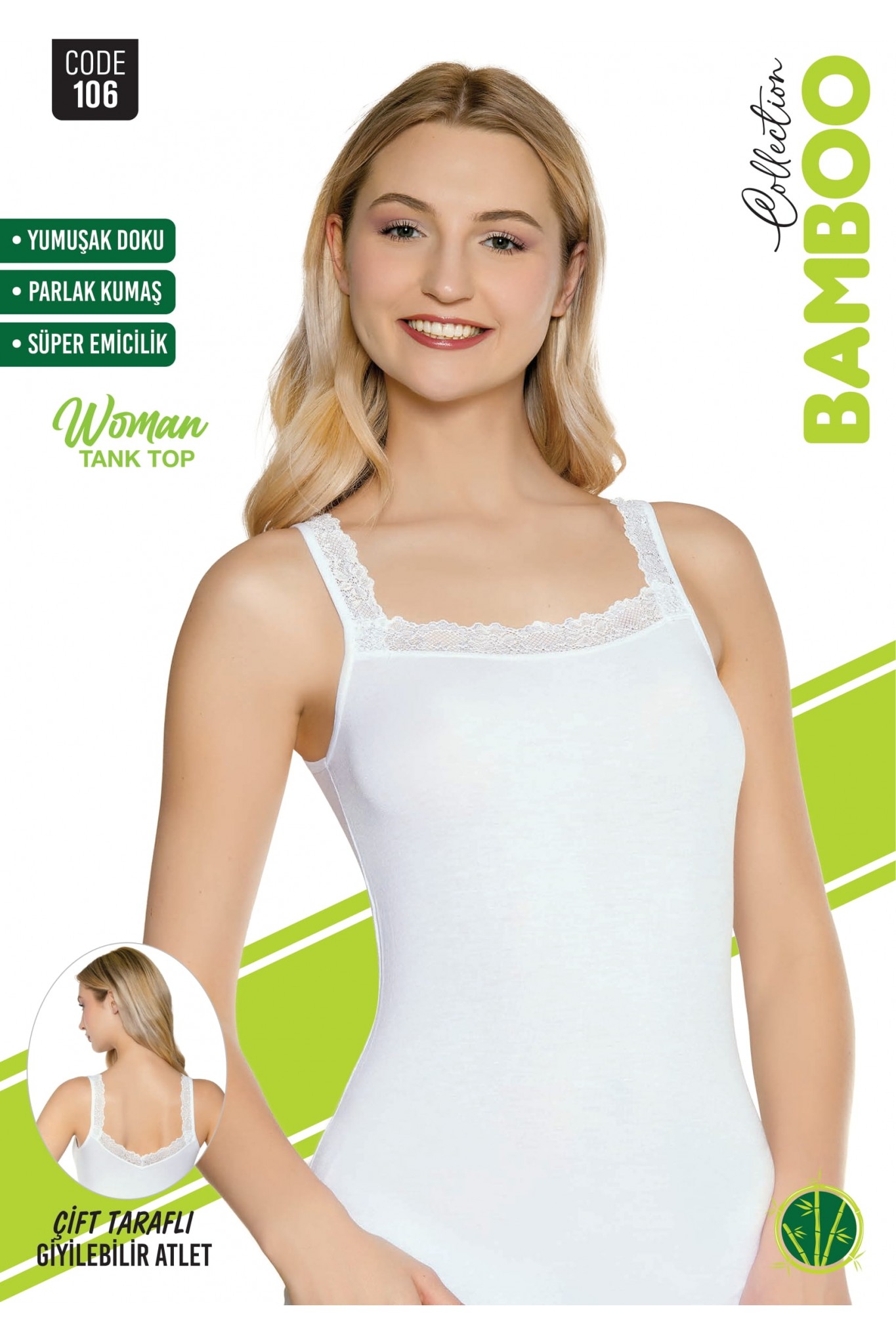 Sortie Kadın Bambu Kalın Askı Çift Yönlü Atlet