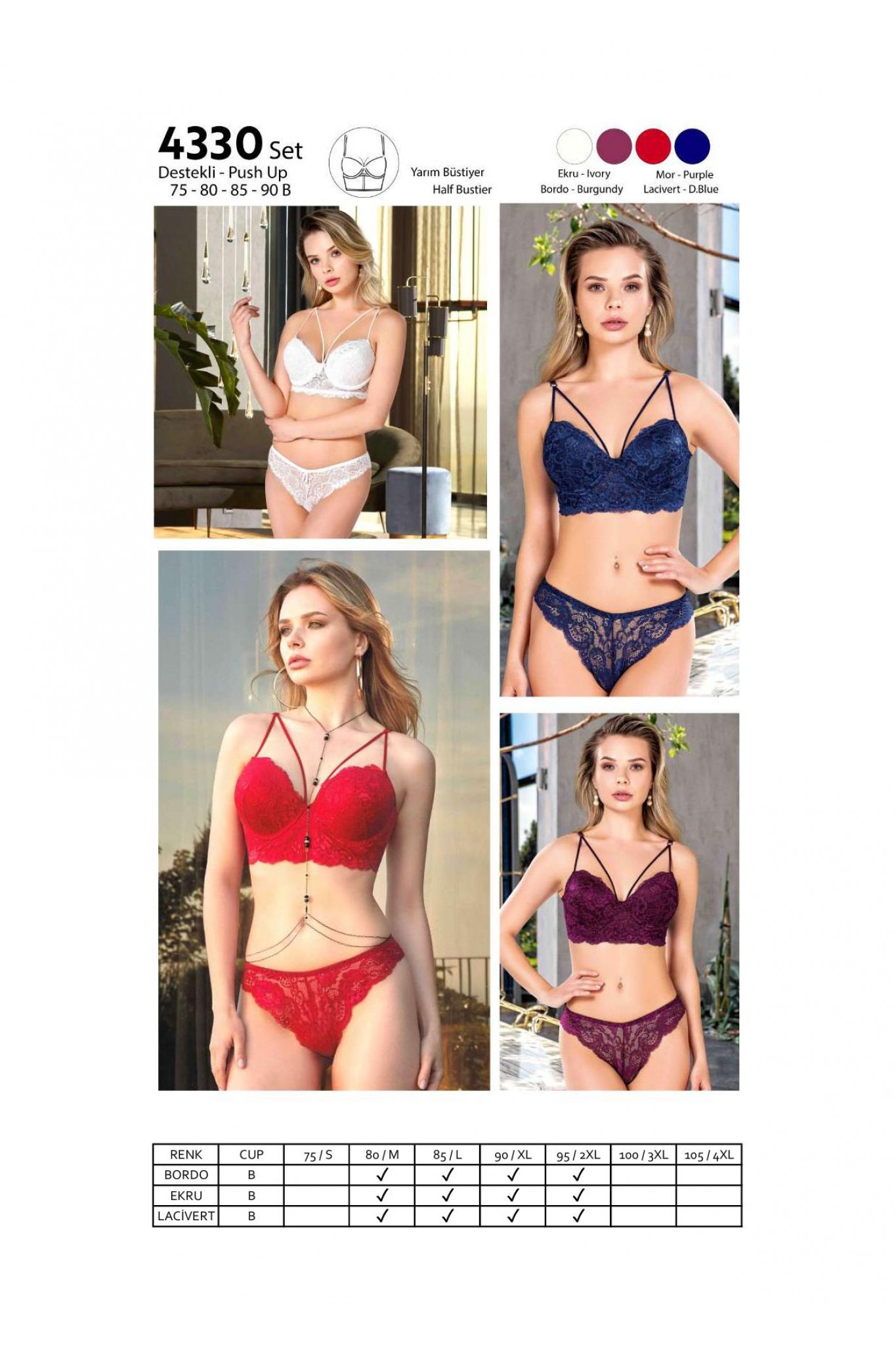 Nurteks 4330 Destekli Sütyen Takım