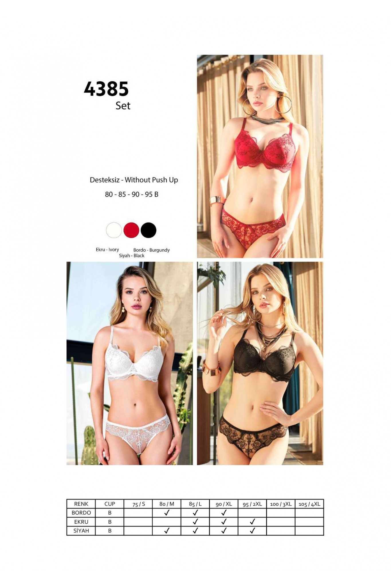 Nurteks 4385 Desteksiz Sütyen Takım