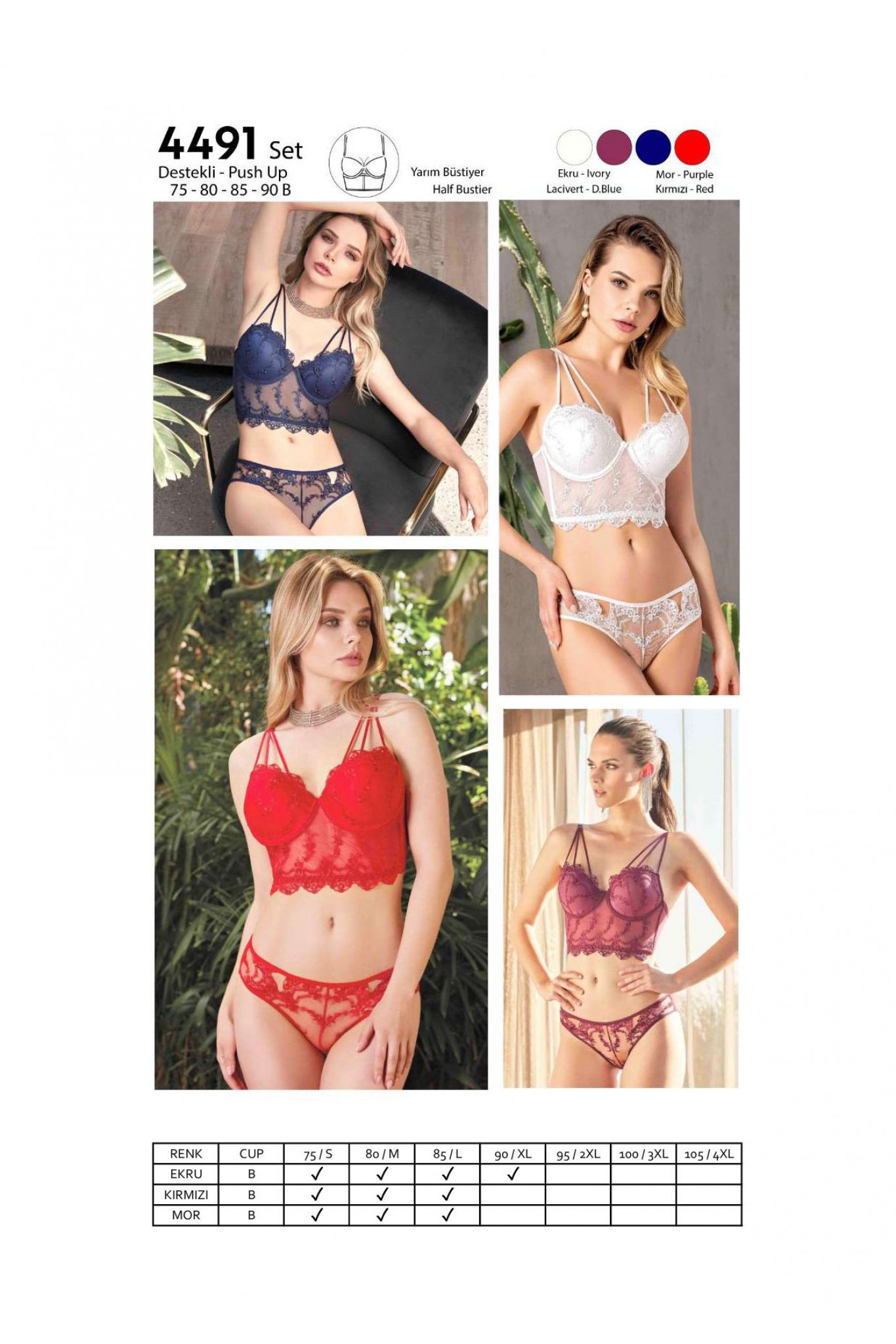 Nurteks 4491 Destekli Sütyen Takım