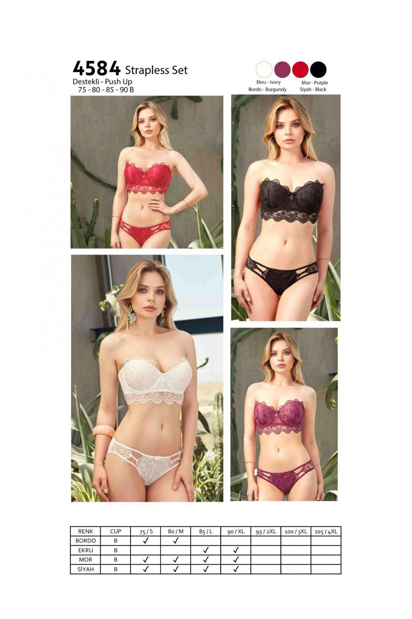 Nurteks 4584 Destekli Sütyen Takım