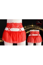 HELENA H2744 BD:38/40-KIRMIZI TANGA KOMPLE TUL ETELİ BEL SERIT DANTEL