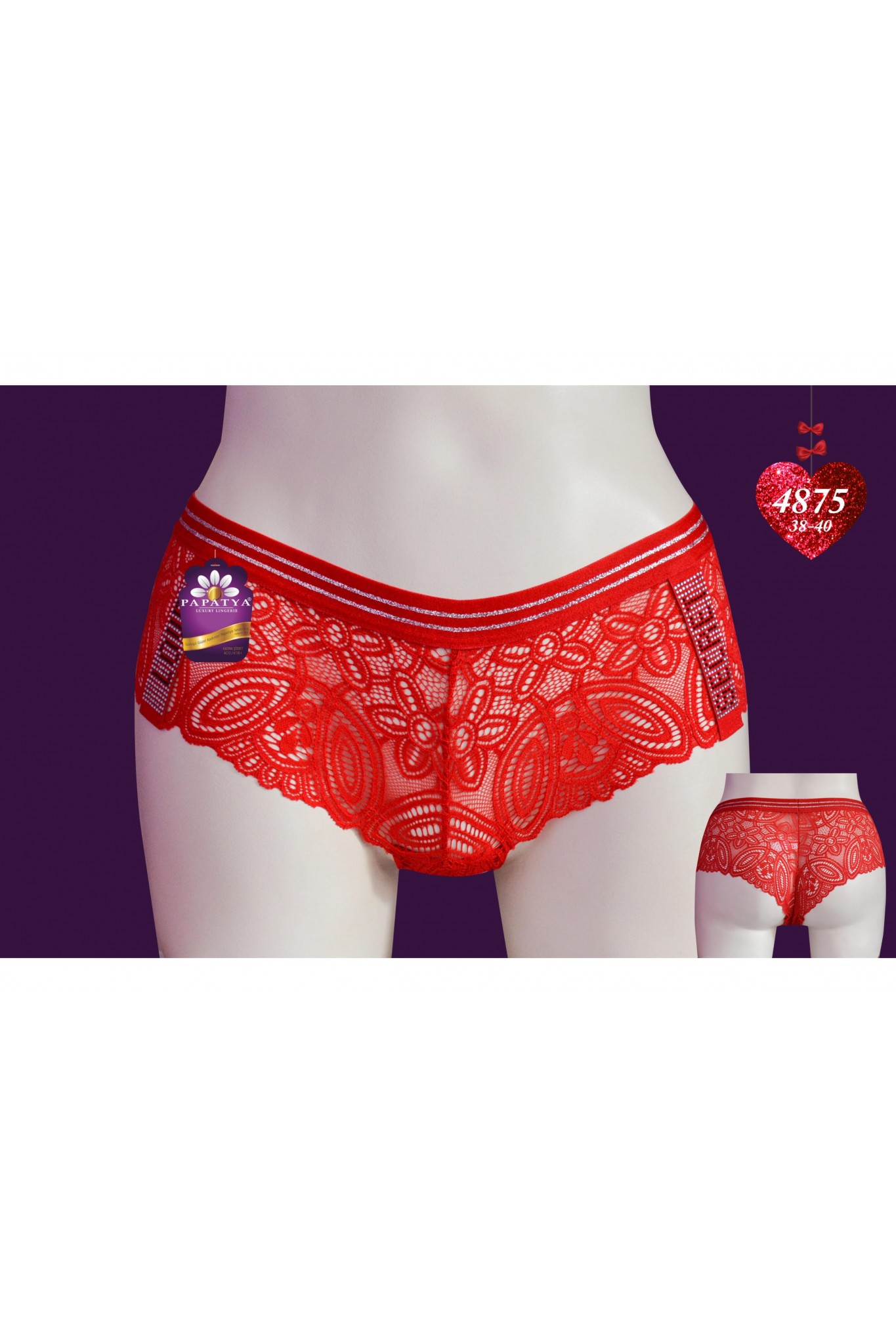 Papatya 4875 Std Kırmızı Sort Komple Bant Yanlar Taslı 12'li