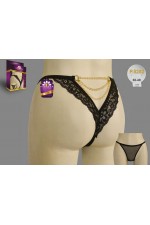 PAPATYA P.5252 SİYAH İP TANGA ON TUL ARKA BANT ORTASI ZINCIR AKS