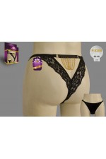 PAPATYA P.5255 SİYAH İP TANGA ON TUL ARKA BANT ORTASI ZINCIR AKS