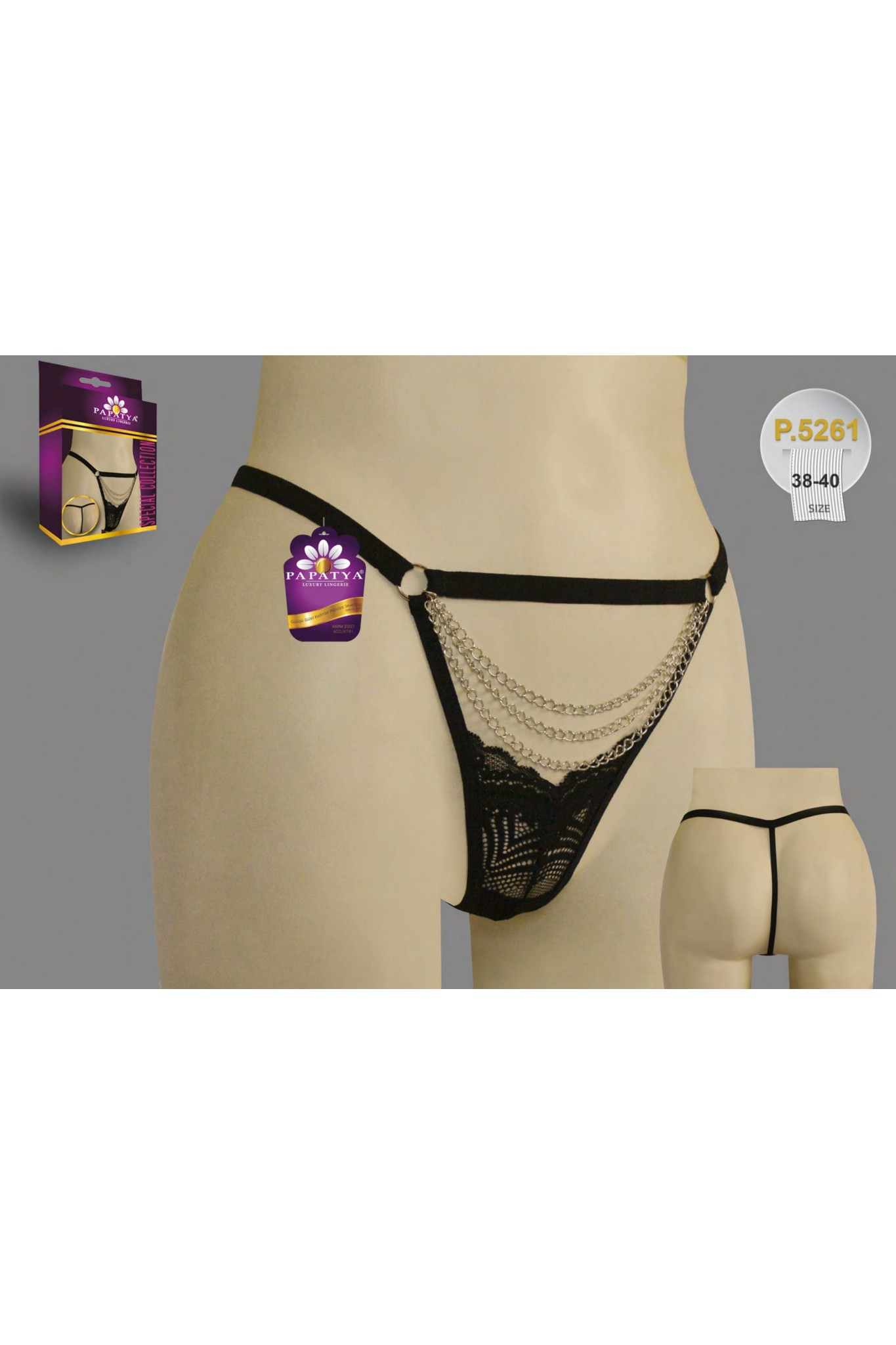Papatya P.5261 Siyah Tanga On Bant Orta Zıncır Aks Arka İp